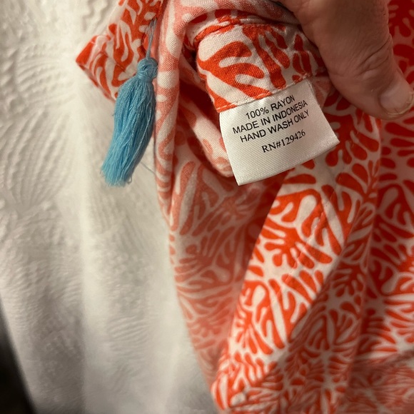 Beautiful and Vibrant V Neck Blouse with Tassles - Picture 7 of 9